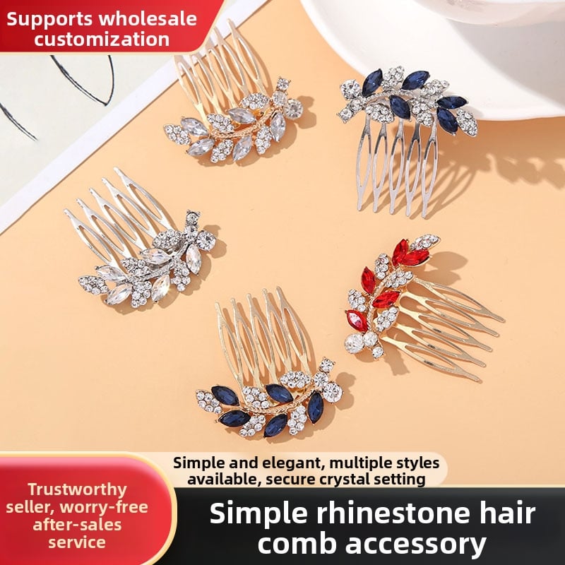 Γαμήλιο χτενάκι μαλλιών με κρύσταλλα, σχέδιο φύλλου, εθνικό στυλ, γλυπτό φινίρισμα, αυτόνομη συσκευασία, δυνατότητα προσαρμογής