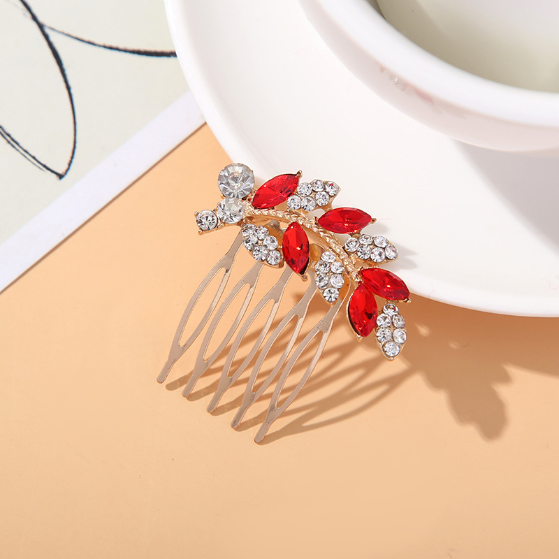 Γαμήλιο χτενάκι μαλλιών με κρύσταλλα, σχέδιο φύλλου, εθνικό στυλ, γλυπτό φινίρισμα, αυτόνομη συσκευασία, δυνατότητα προσαρμογής