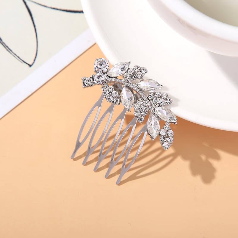 Γαμήλιο χτενάκι μαλλιών με κρύσταλλα, σχέδιο φύλλου, εθνικό στυλ, γλυπτό φινίρισμα, αυτόνομη συσκευασία, δυνατότητα προσαρμογής