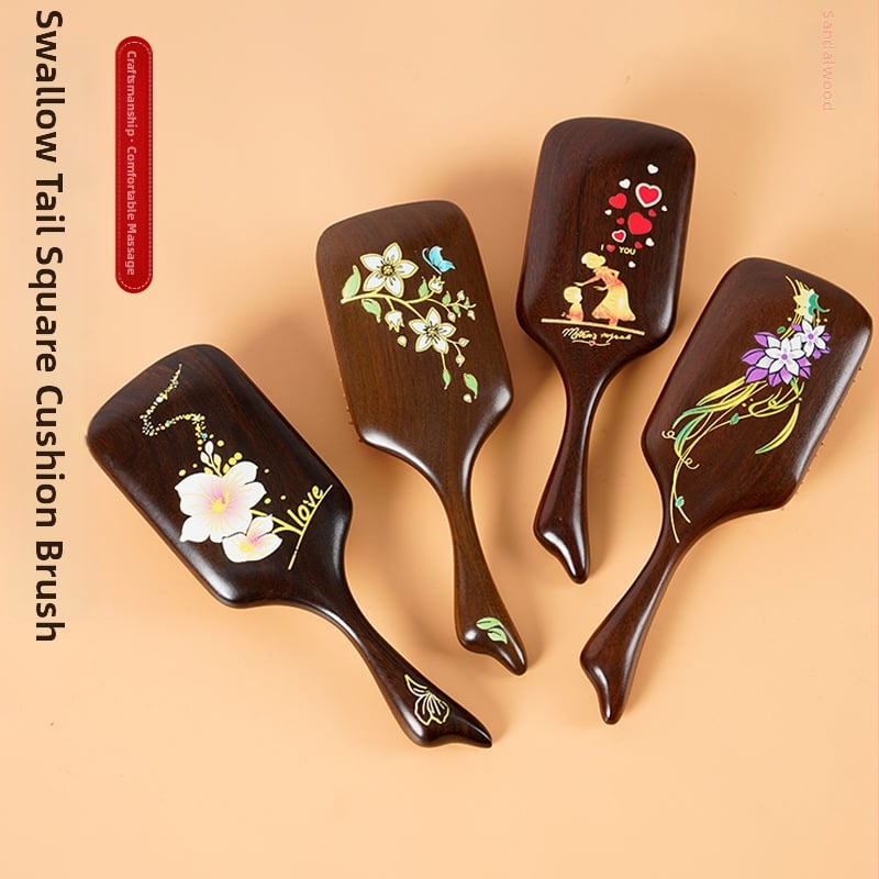 Weiya гребен за коса от сандалово дърво с въздушна възглавница за масаж на скалпа