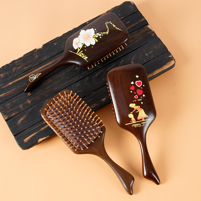 Weiya гребен за коса от сандалово дърво с въздушна възглавница за масаж на скалпа