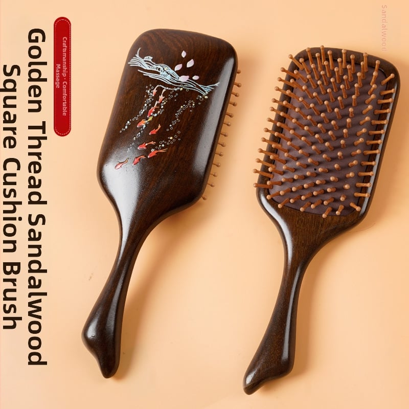 Weiya гребен за коса от сандалово дърво с въздушна възглавница за масаж на скалпа