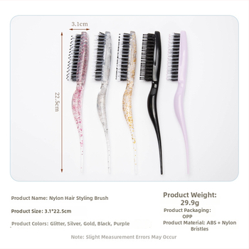 Фризьорски гребен Mei la Mei, пластмасов (Категория: Фризьорски гребен; Марка: Mei la Mei; Материал: Пластмаса)