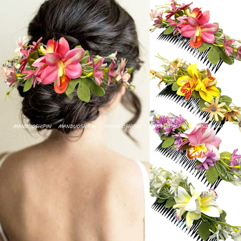 Αξεσουάρ μαλλιών με ορχιδέα — χειροποίητο ύφασμα, φυσικό στυλ, γαμήλιο αξεσουάρ για νύφη και παρανυμφή