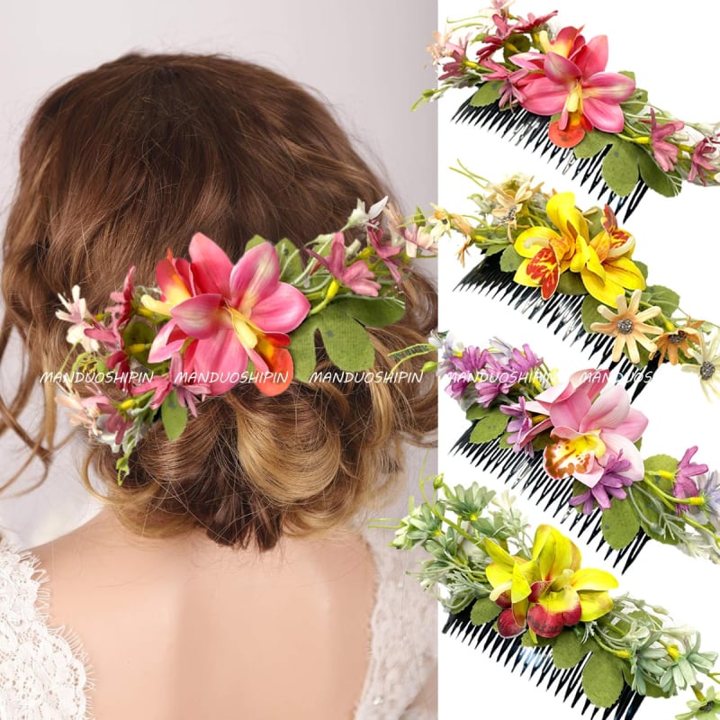 Αξεσουάρ μαλλιών με ορχιδέα — χειροποίητο ύφασμα, φυσικό στυλ, γαμήλιο αξεσουάρ για νύφη και παρανυμφή