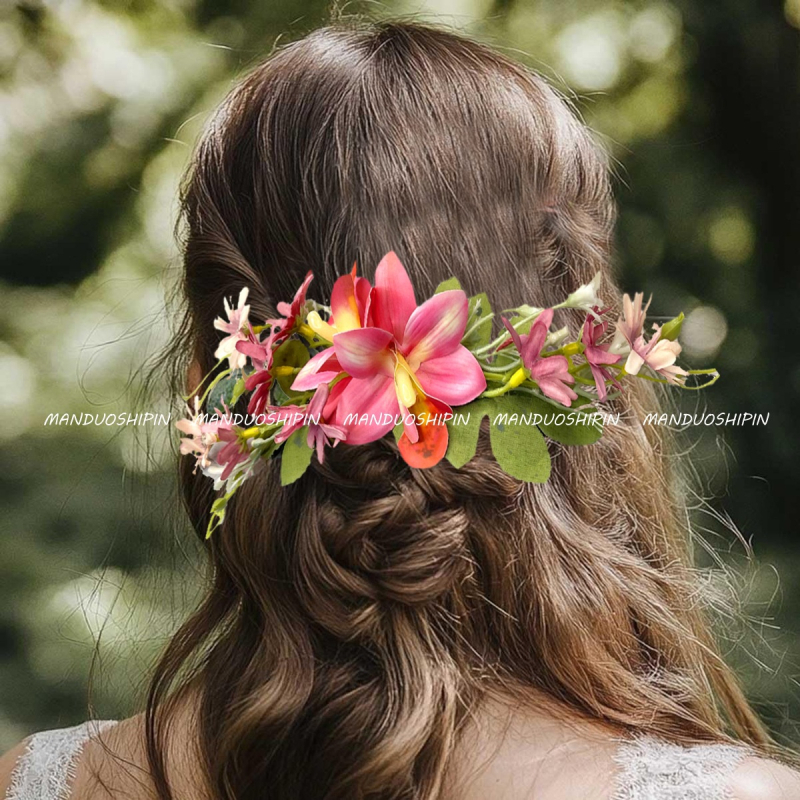 Αξεσουάρ μαλλιών με ορχιδέα — χειροποίητο ύφασμα, φυσικό στυλ, γαμήλιο αξεσουάρ για νύφη και παρανυμφή