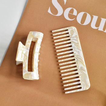 KUNWAN Κλιπ μαλλιών από οξικό οξύ, απλό γυναικείο σχέδιο, γεωμετρικός σχεδιασμός, σετ 2 τεμαχίων