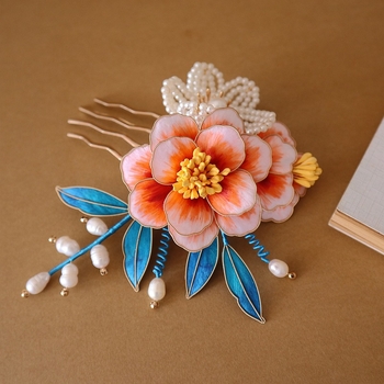 Гребен за коса с цвете от мъниста, ретро стил, персонализиран дизайн, индивидуална опаковка, зимно издание 2024