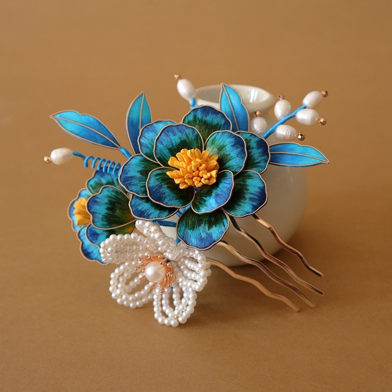 Гребен за коса с цвете от мъниста, ретро стил, персонализиран дизайн, индивидуална опаковка, зимно издание 2024