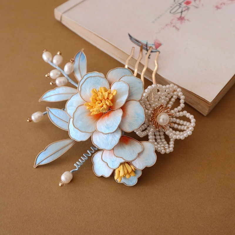 Гребен за коса с цвете от мъниста, ретро стил, персонализиран дизайн, индивидуална опаковка, зимно издание 2024