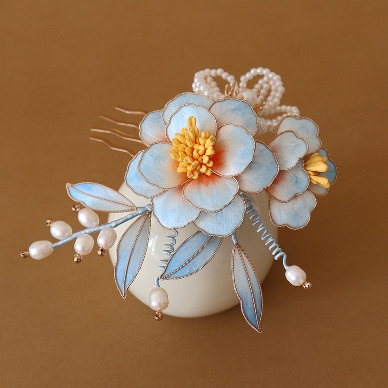 Гребен за коса с цвете от мъниста, ретро стил, персонализиран дизайн, индивидуална опаковка, зимно издание 2024