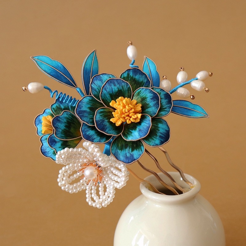 Гребен за коса с цвете от мъниста, ретро стил, персонализиран дизайн, индивидуална опаковка, зимно издание 2024