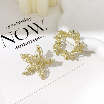 Καρφίτσα για γυναίκες σε κορεατικό στιλ με μοτίβα λουλουδιών και φύλλων, κράμα, ηλεκτροπλατίωση, διακοσμητικό αξεσουάρ και δώρο