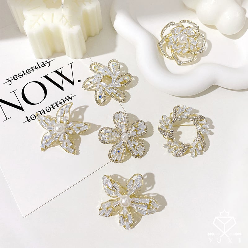 Καρφίτσα για γυναίκες σε κορεατικό στιλ με μοτίβα λουλουδιών και φύλλων, κράμα, ηλεκτροπλατίωση, διακοσμητικό αξεσουάρ και δώρο