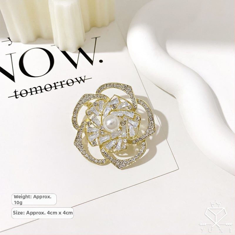 Καρφίτσα για γυναίκες σε κορεατικό στιλ με μοτίβα λουλουδιών και φύλλων, κράμα, ηλεκτροπλατίωση, διακοσμητικό αξεσουάρ και δώρο