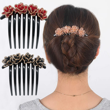 Kristályos hajfésű virágmotívummal, hét fogú, koreai stílusú, kézzel készített