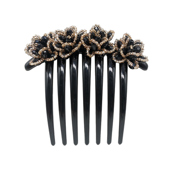 Kristályos hajfésű virágmotívummal, hét fogú, koreai stílusú, kézzel készített