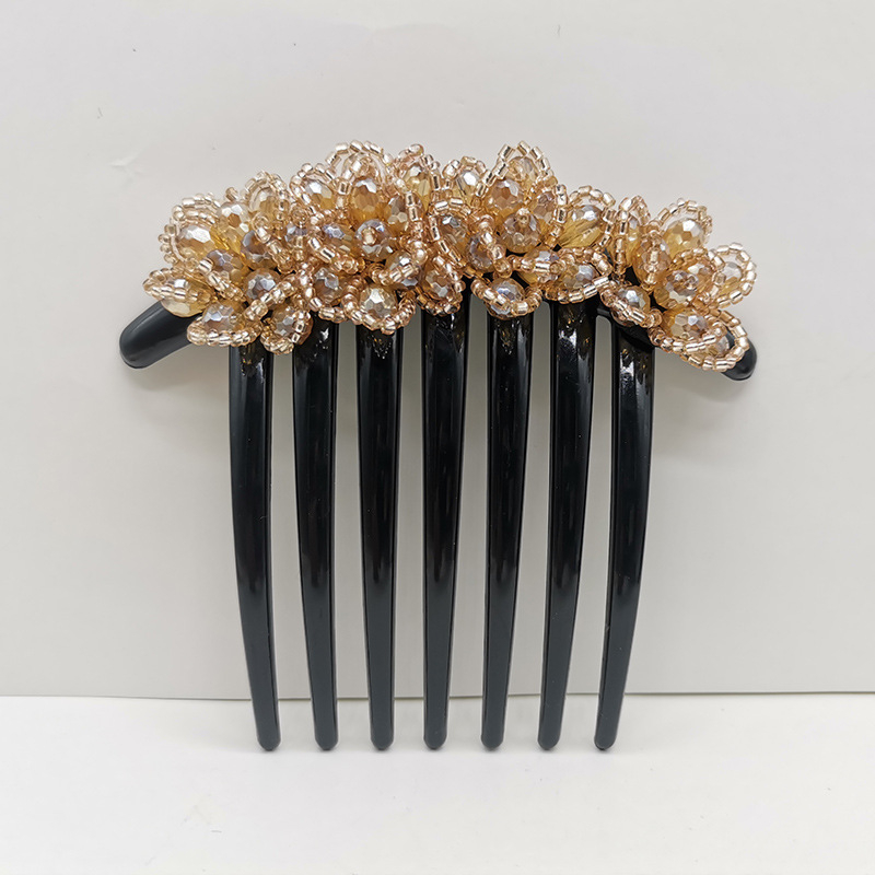 Kristályos hajfésű virágmotívummal, hét fogú, koreai stílusú, kézzel készített