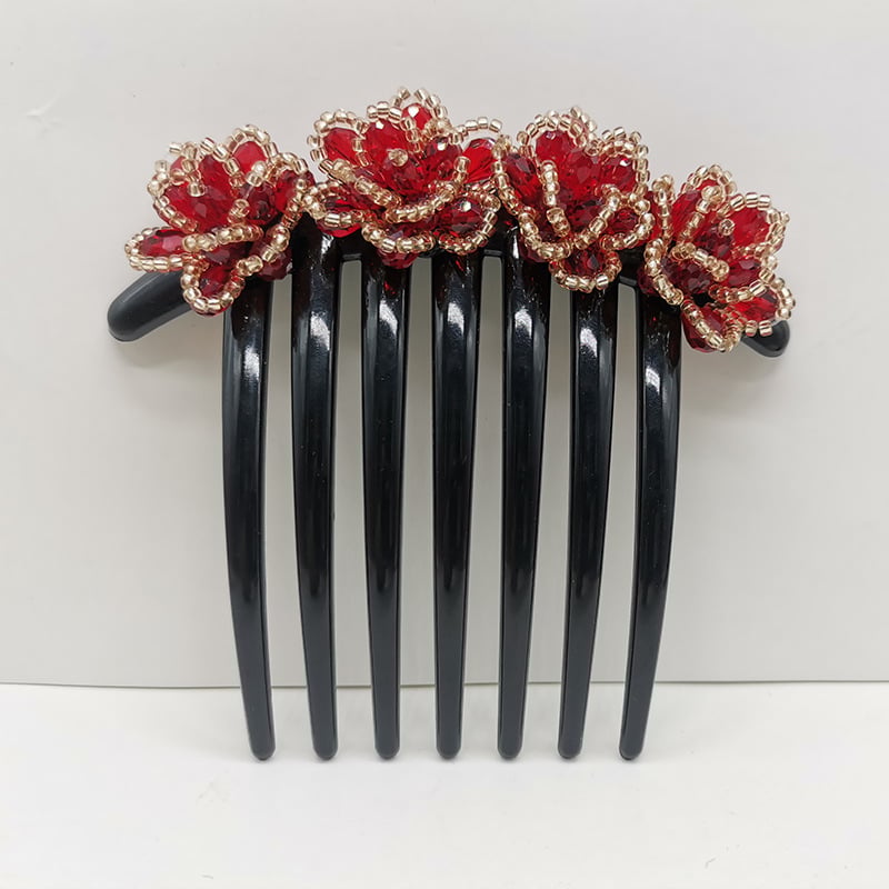 Kristályos hajfésű virágmotívummal, hét fogú, koreai stílusú, kézzel készített