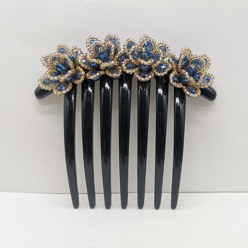 Kristályos hajfésű virágmotívummal, hét fogú, koreai stílusú, kézzel készített