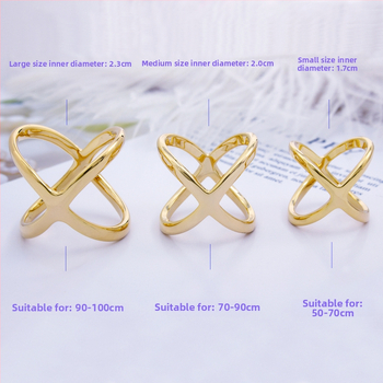 Γυναικεία αγκράφα από χαλκό σε X-σχήμα για σάλι με επίχρυση επικάλυψη και χρυσές ενθέσεις