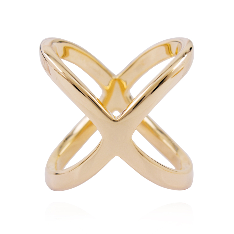 Γυναικεία αγκράφα από χαλκό σε X-σχήμα για σάλι με επίχρυση επικάλυψη και χρυσές ενθέσεις