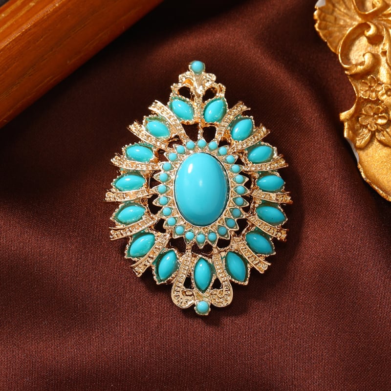 Брошка — Геометрична ретро форма; цинкова сплав; диамантено покритие; унисекс; декоративна