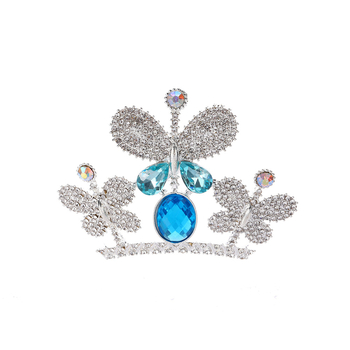 Детска корона за коса с rhinestone, електроплатирана с бели кристали