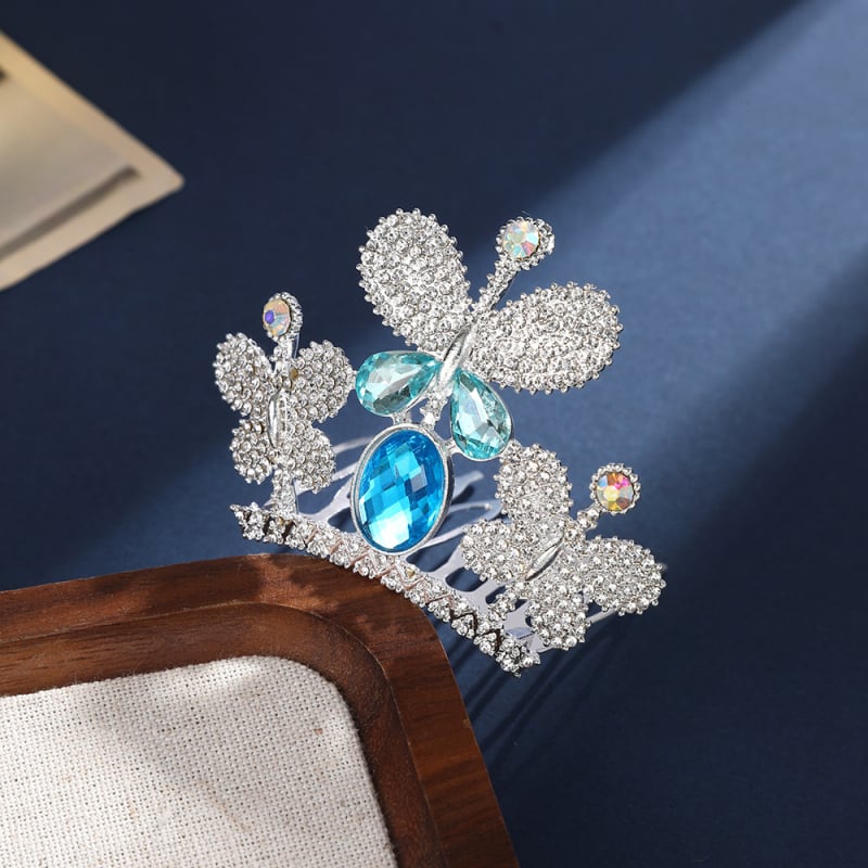 Детска корона за коса с rhinestone, електроплатирана с бели кристали