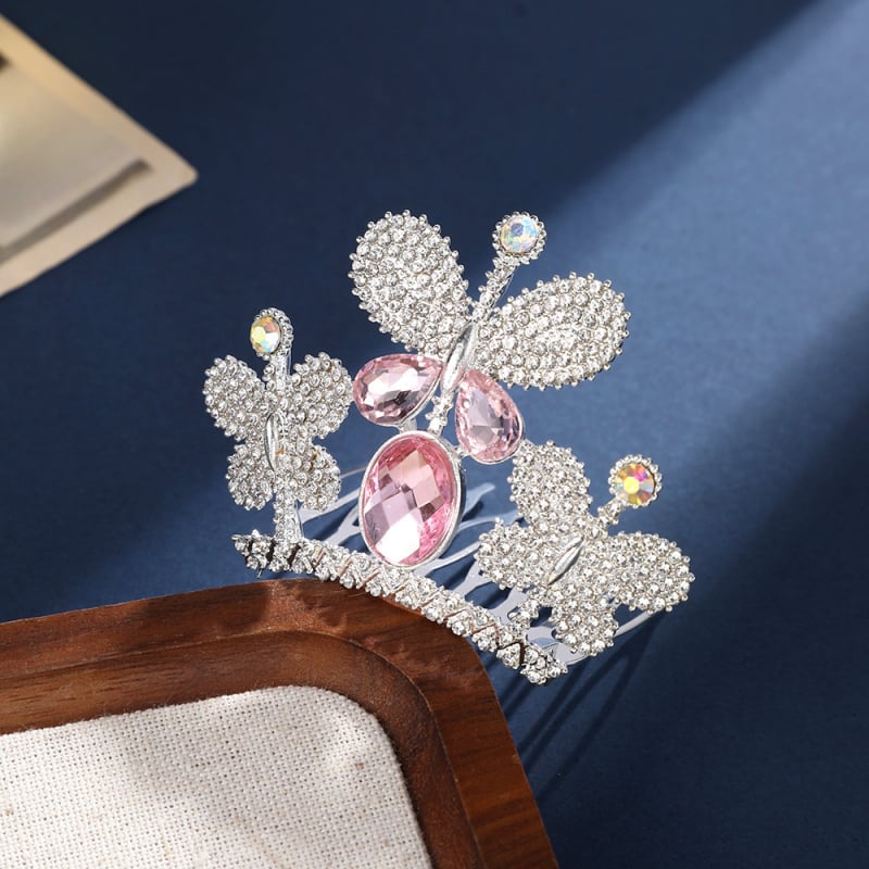 Детска корона за коса с rhinestone, електроплатирана с бели кристали