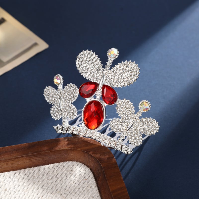 Детска корона за коса с rhinestone, електроплатирана с бели кристали