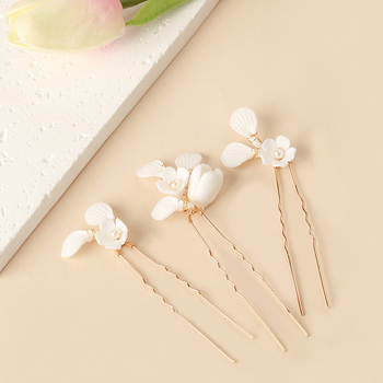 Керамична цветна корона за булки с листен дизайн, ръчна изработка, бели кристали