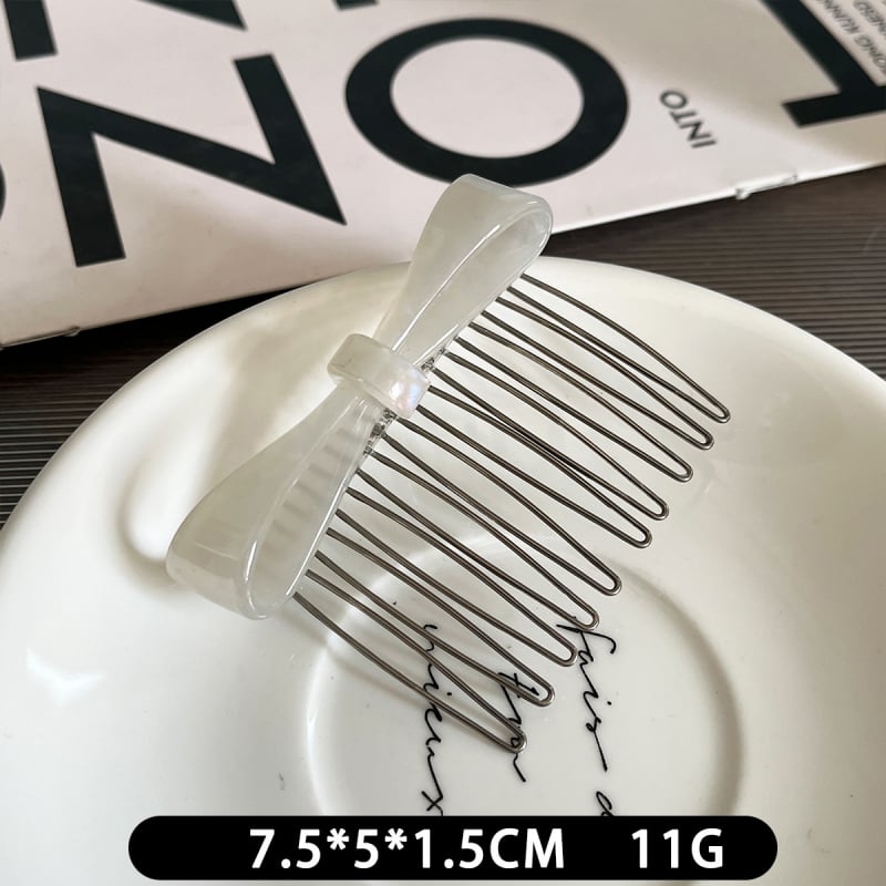 Pieptene de păr cu imprimeu leopard și fundă, acetat, lucrat manual, antiderapant