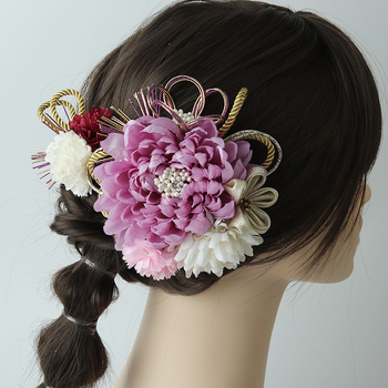 Χειροποίητη χτένα μαλλιών από πολυεστέρα με λουλούδι ντάλια, ρετρό εθνοτικό στυλ ιαπωνο-κορεατικό, αξεσουάρ μαλλιών