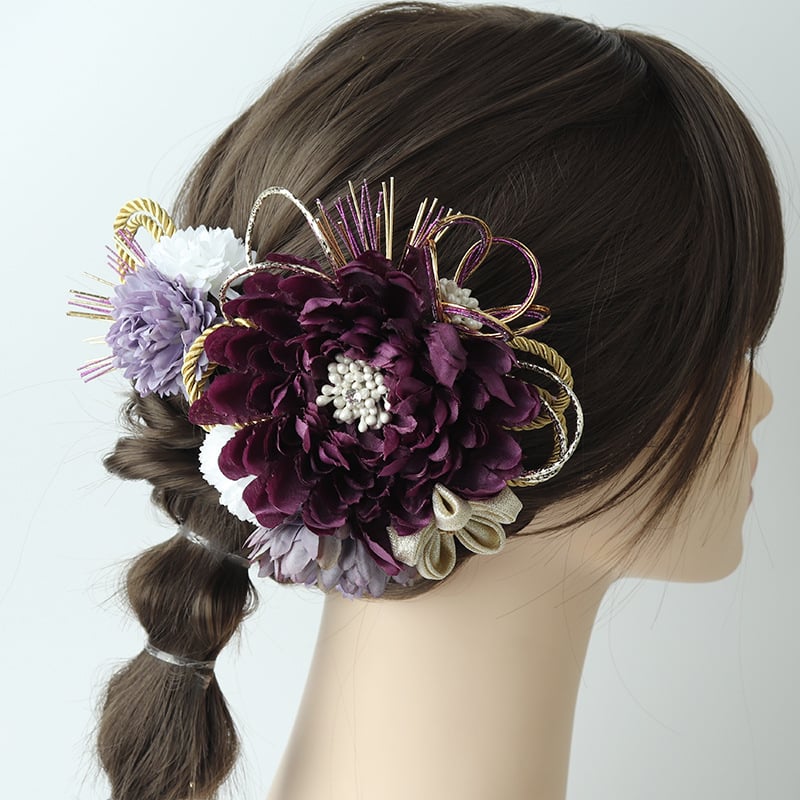 Χειροποίητη χτένα μαλλιών από πολυεστέρα με λουλούδι ντάλια, ρετρό εθνοτικό στυλ ιαπωνο-κορεατικό, αξεσουάρ μαλλιών