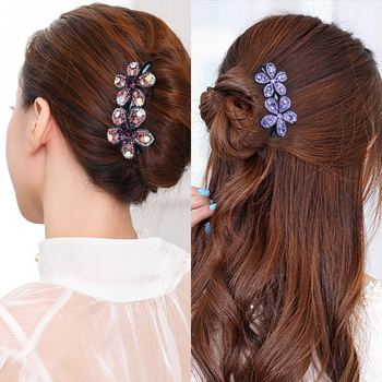 Juukseharja lillede ja kristallidega, plastikust/resinist, korea stiil, käsitöö