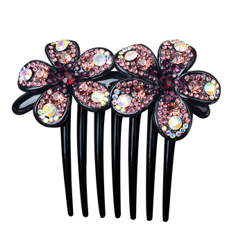 Juukseharja lillede ja kristallidega, plastikust/resinist, korea stiil, käsitöö