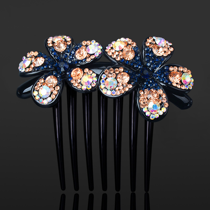 Juukseharja lillede ja kristallidega, plastikust/resinist, korea stiil, käsitöö