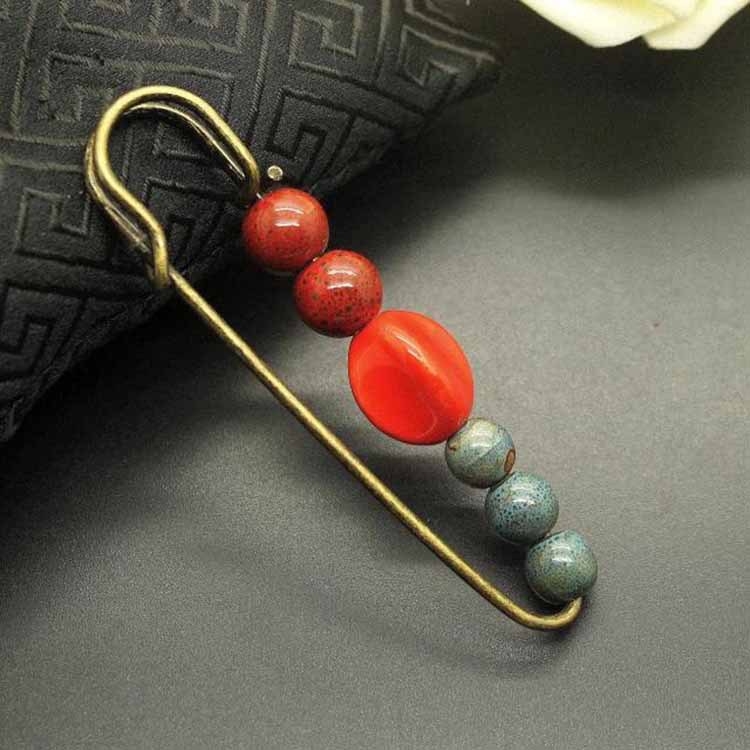 Ρετρό κεραμική καρφίτσα, χειροποίητη, unisex, σε σειρά All-Match, κατάλληλη για πουλόβερ, καρντιγάν και παλτό