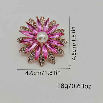 Брошка с геометричен слънчоглед, стъклен материал, електроплатиране, флорално пасторално стил, декоративен подарък