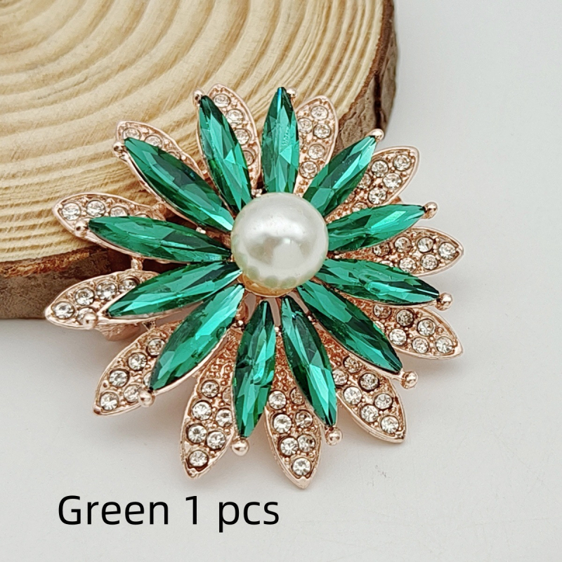 Брошка с геометричен слънчоглед, стъклен материал, електроплатиране, флорално пасторално стил, декоративен подарък