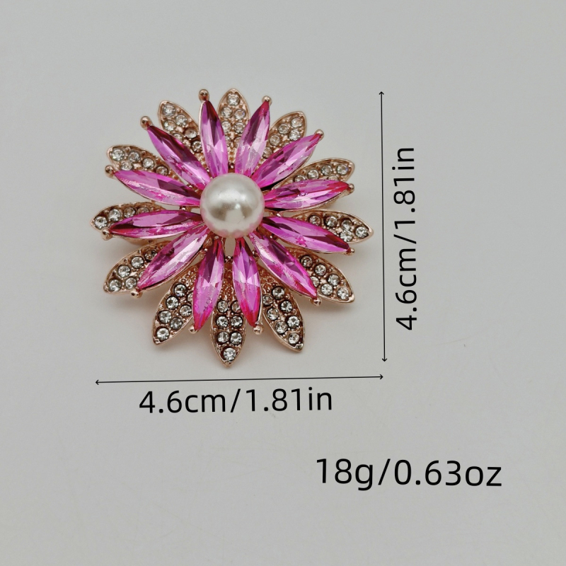 Брошка с геометричен слънчоглед, стъклен материал, електроплатиране, флорално пасторално стил, декоративен подарък