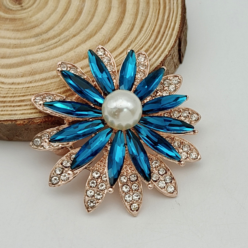 Брошка с геометричен слънчоглед, стъклен материал, електроплатиране, флорално пасторално стил, декоративен подарък