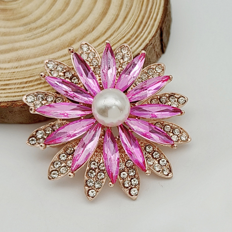 Брошка с геометричен слънчоглед, стъклен материал, електроплатиране, флорално пасторално стил, декоративен подарък