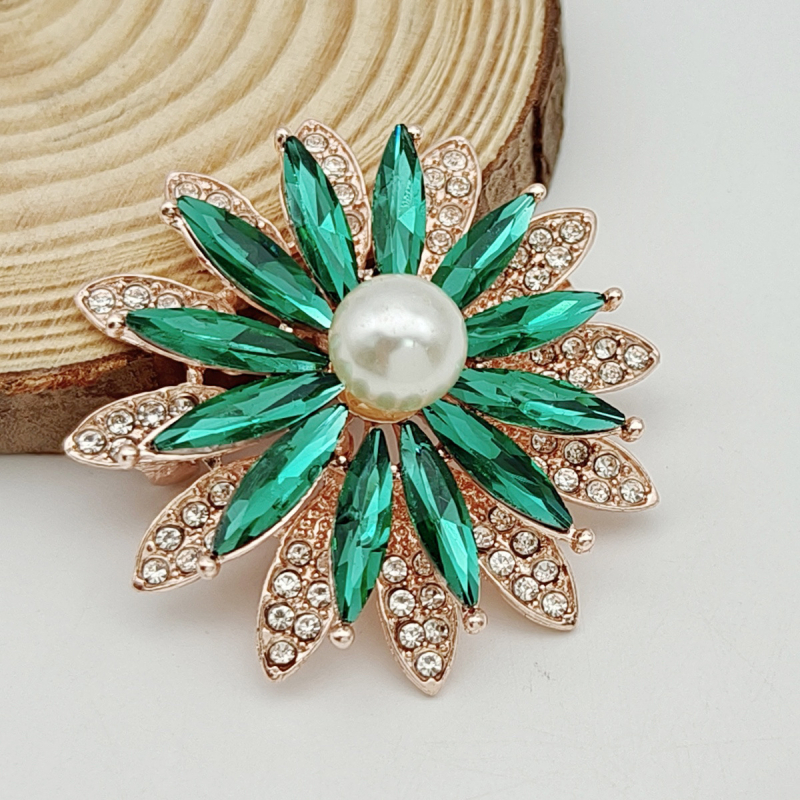 Брошка с геометричен слънчоглед, стъклен материал, електроплатиране, флорално пасторално стил, декоративен подарък