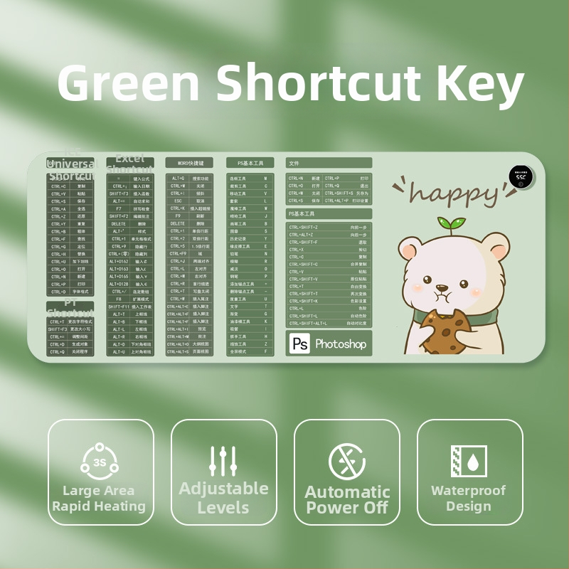 Padă de încălzire pentru mouse, alimentare la 220V, 85W, disipare a căldurii cu placă de aluminiu, suprafață din piele, control al temperaturii pe mai multe trepte, temporizator automat