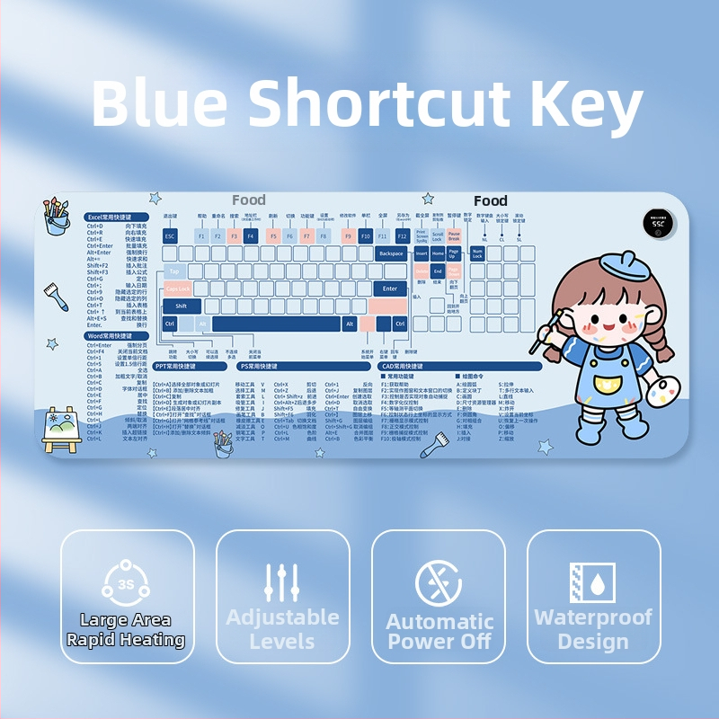 Padă de încălzire pentru mouse, alimentare la 220V, 85W, disipare a căldurii cu placă de aluminiu, suprafață din piele, control al temperaturii pe mai multe trepte, temporizator automat