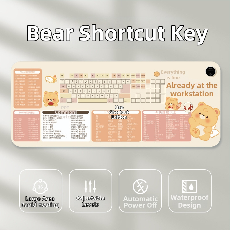 Padă de încălzire pentru mouse, alimentare la 220V, 85W, disipare a căldurii cu placă de aluminiu, suprafață din piele, control al temperaturii pe mai multe trepte, temporizator automat