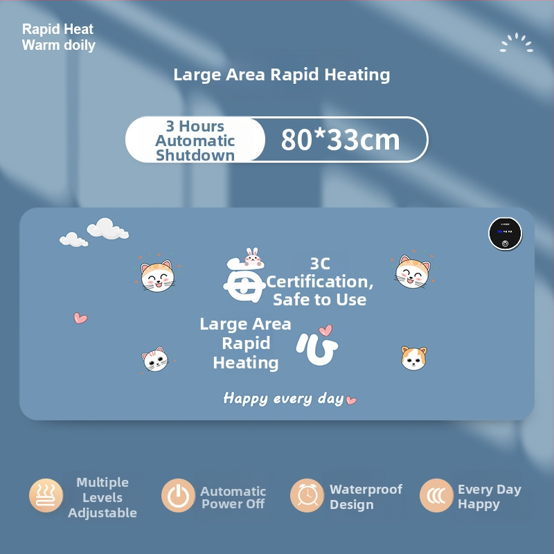 Padă de încălzire pentru mouse, alimentare la 220V, 85W, disipare a căldurii cu placă de aluminiu, suprafață din piele, control al temperaturii pe mai multe trepte, temporizator automat