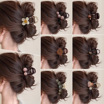 Cápás hajcsat Zhiyi, akril, kézzel készített, Gripper, kód syj-841